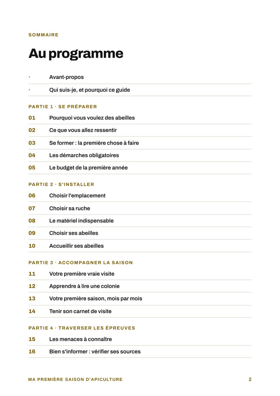 Page du guide : Le sommaire